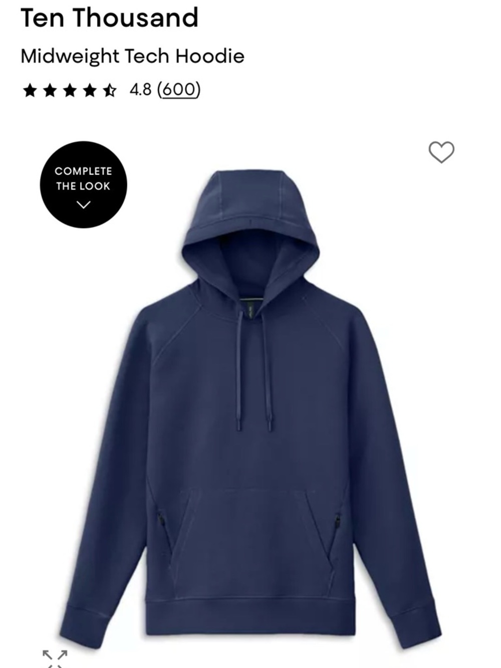 Ten Thousand Navy Midweight Tech Hoodie - Men's Small (discontinued; RARE)